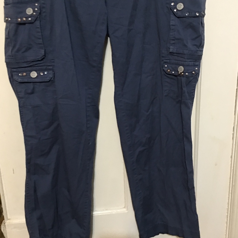 GITANO VINTAGE 90’s‎ EMBELLISHE Blue women’s CARGO PANTS 16W - Picture 4 of 11